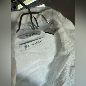 Cubavera White Linen Guayabera Shirt size L